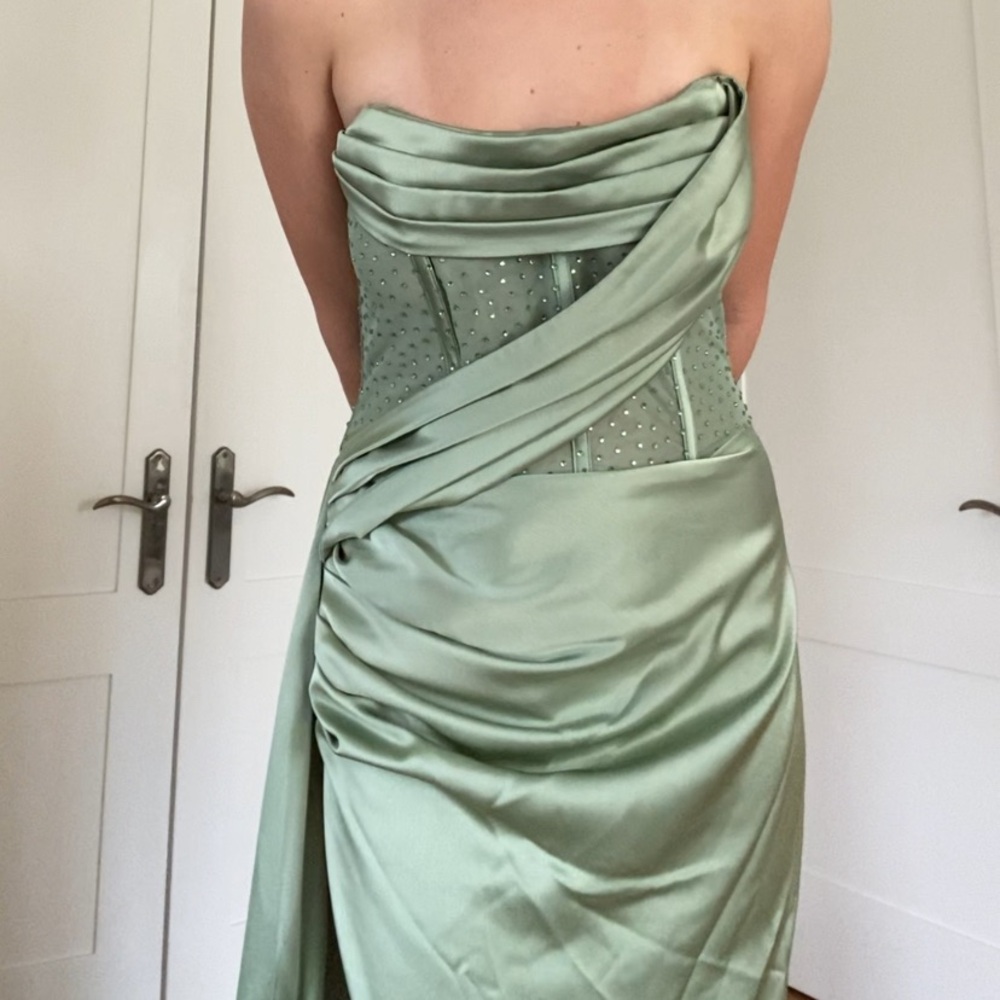 REVOLVE Sage Green Strapless Wedding Dress - Picture 3 of 6